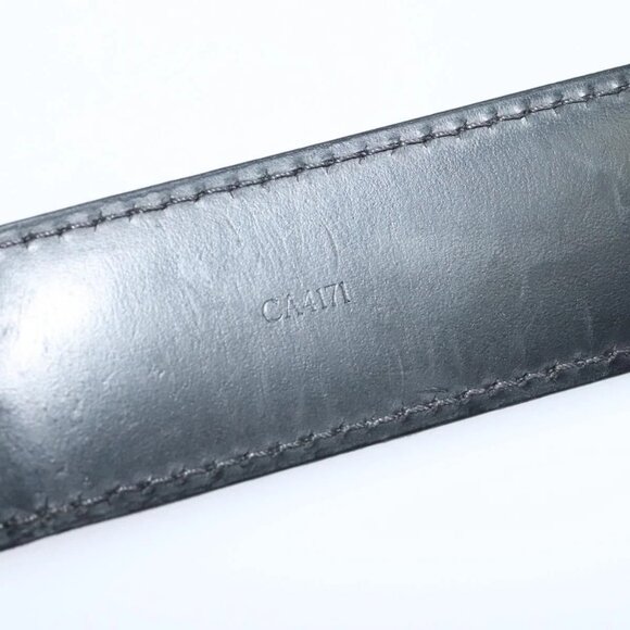 LOUIS VUITTON Belt Leather 29.9""""""""-34.3"""""""" Black Silver M9831 LV A... - Picture 12 of 16